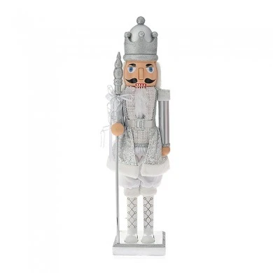 SILVER NUTCRACKER HOLDING A SCEPTER 80CM