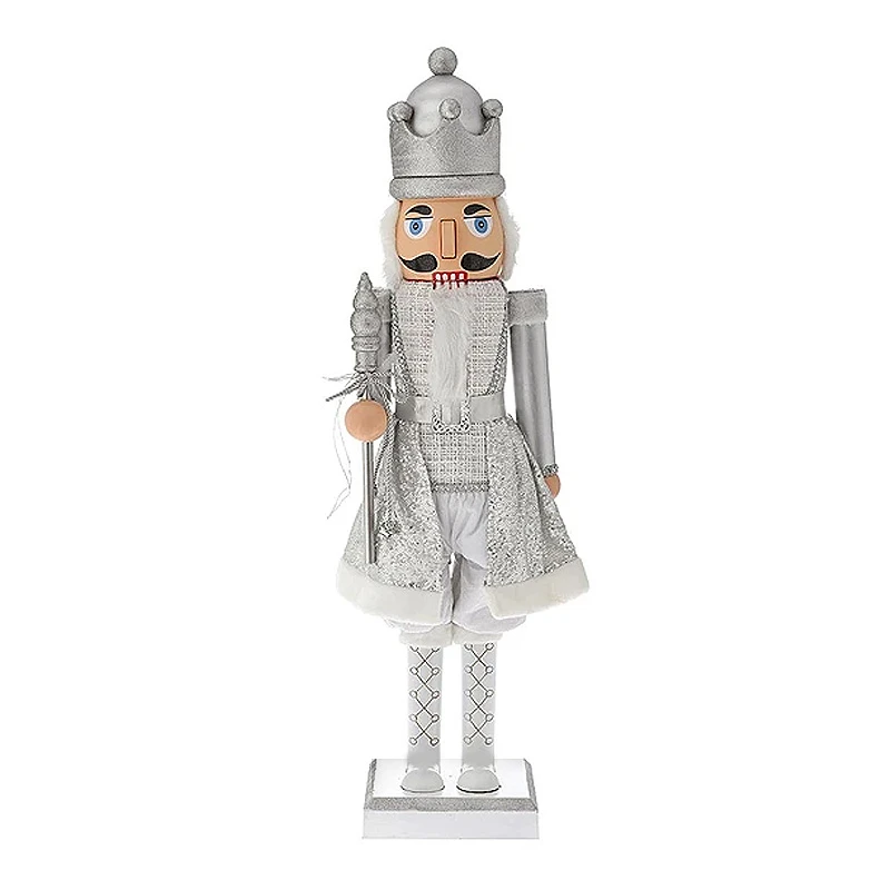 SILVER NUTCRACKER HOLDING A SCEPTER 110CM