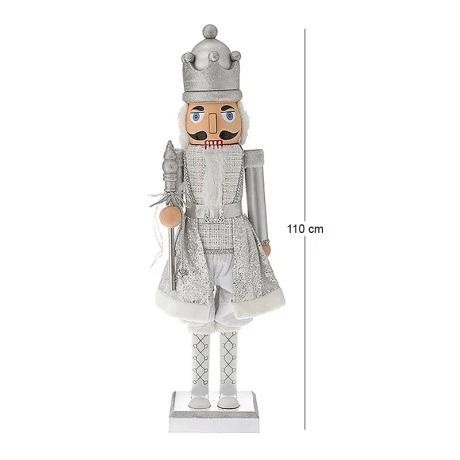 SILVER NUTCRACKER HOLDING A SCEPTER 110CM