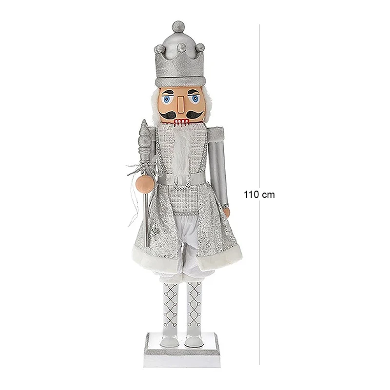 SILVER NUTCRACKER HOLDING A SCEPTER 110CM