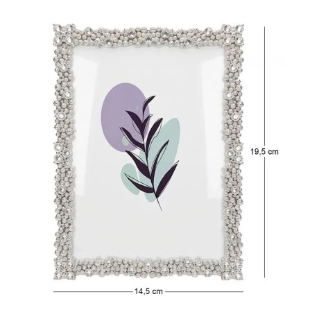 SILVER METAL PHOTO FRAME DECORATED WITH DIAMONDS 19,5X14,5CM