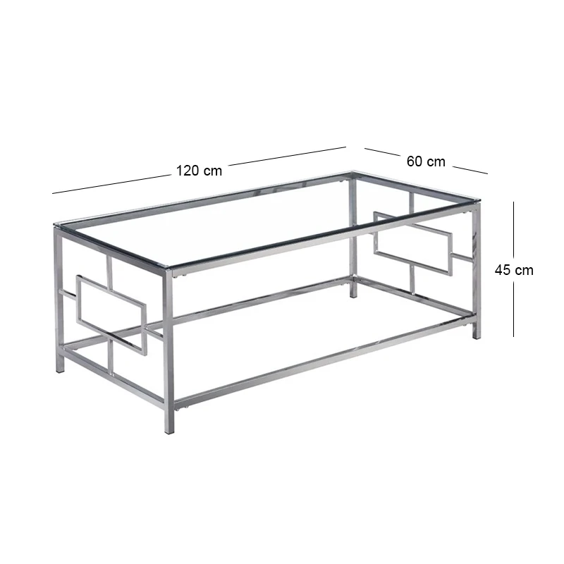 ΑΣΗΜΙ ΜΕΤΑΛΛΙΚΟ ΧΑΜΗΛΟ ΤΡΑΠΕΖΙ CLEAR SILVER 120Χ60Χ45ΕΚ
