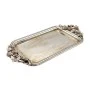 SILVER RESIN TRAY WITH EMBOSSED LEAVES AND MIRROR 37X17X3CM
