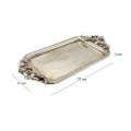 SILVER RESIN TRAY WITH EMBOSSED LEAVES AND MIRROR 37X17X3CM