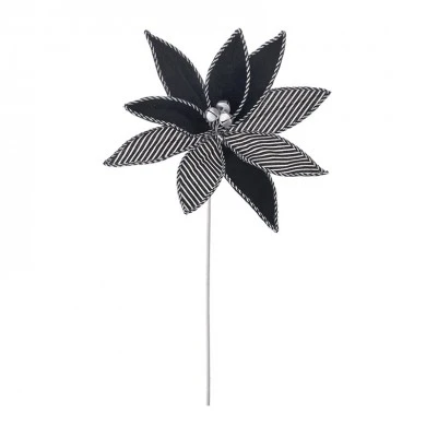 BLACK AND WHITE VELVET POINSETTIA FLOWER STEM 30X55CM