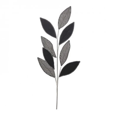 BLACK AND WHITE VELVET LEAFS STEM 77CM