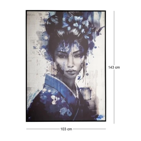 BLUE JAPANESE GIRL ΠΙΝΑΚΑΣ 103Χ143ΕΚ ME ΜΑΥΡΗ ΚΟΡΝΙΖΑ ΣΕ ΤΥΠΩΜΕΝΟ ΚΑΜΒΑ