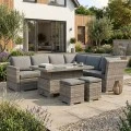 BOOZER Set Alu (5pcs) Wicker Grey/Cushions Anthracite