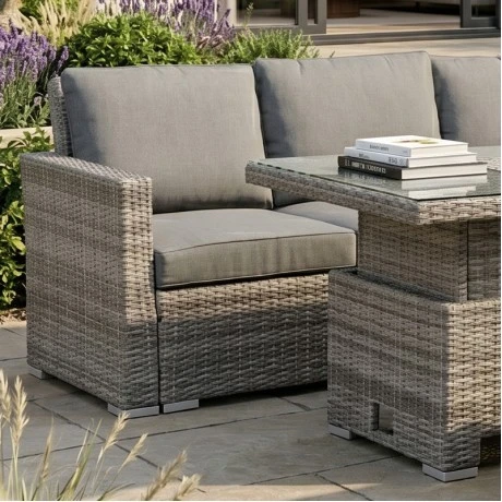 BOOZER Set Alu (5pcs) Wicker Grey/Cushions Anthracite