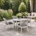 CENTRAL Set Τραπεζαρία Κήπου ALU & Rope Grey-Μαξιλ.Ανθρακί: Τραπέζι Φ100cm + 4 Πολυθρόνες