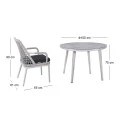 CENTRAL Set Τραπεζαρία Κήπου ALU & Rope Grey-Μαξιλ.Ανθρακί: Τραπέζι Φ100cm + 4 Πολυθρόνες