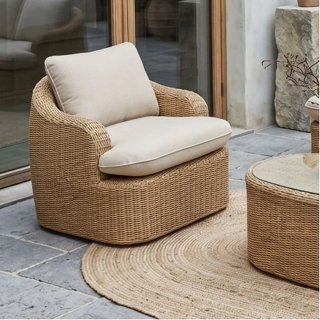 CHICAGO Set (4pcs) Alu/Wicker Natural (Cushions Beige)