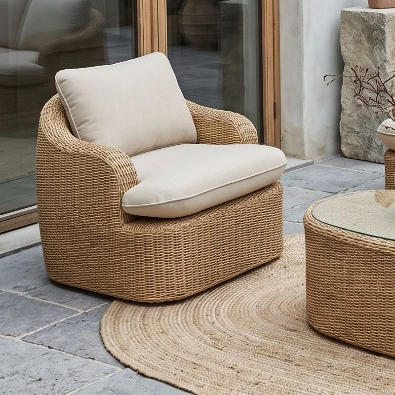 CHICAGO Set (4pcs) Alu/Wicker Natural (Cushions Beige)