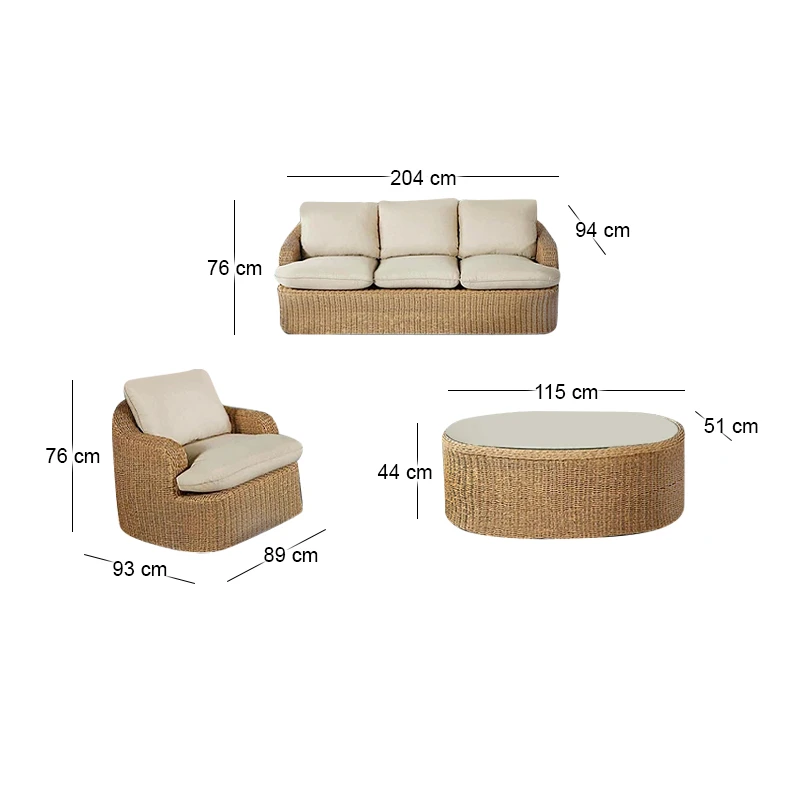 CHICAGO Set (4pcs) Alu/Wicker Natural (Cushions Beige)