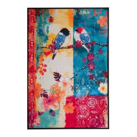 COLORFUL BIRDS ΠΙΝΑΚΑΣ 83Χ123 ΕΚ ΜΕ ΜΑΥΡΗ ΚΟΡΝΙΖΑ ΣΕ ΤΥΠΩΜΕΝΟ ΒΕΛΟΥΤΕ ΚΑΜΒΑ