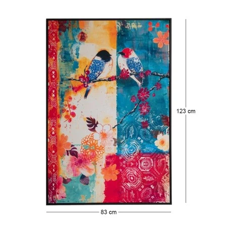 COLORFUL BIRDS ΠΙΝΑΚΑΣ 83Χ123 ΕΚ ΜΕ ΜΑΥΡΗ ΚΟΡΝΙΖΑ ΣΕ ΤΥΠΩΜΕΝΟ ΒΕΛΟΥΤΕ ΚΑΜΒΑ