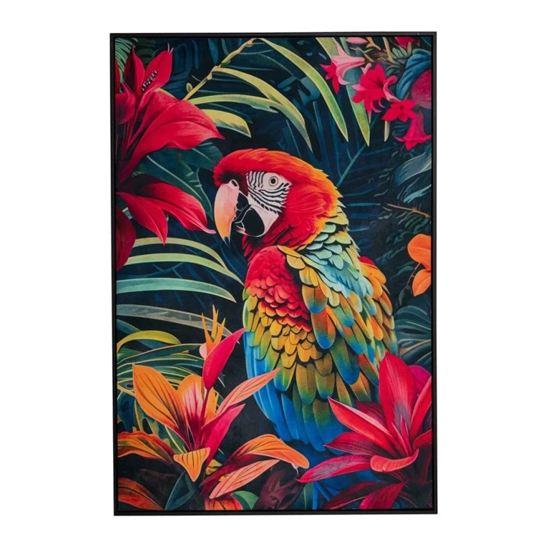 COLORFUL PARROT ΠΙΝΑΚΑΣ 83Χ123ΕΚ ΜΕ ΜΑΥΡΗ ΚΟΡΝΙΖΑ ΣΕ ΤΥΠΩΜΕΝΟ ΚΑΜΒΑ