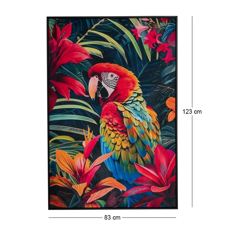 COLORFUL PARROT ΠΙΝΑΚΑΣ 83Χ123ΕΚ ΜΕ ΜΑΥΡΗ ΚΟΡΝΙΖΑ ΣΕ ΤΥΠΩΜΕΝΟ ΚΑΜΒΑ