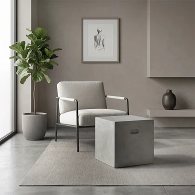 Concrete Cubic Σκαμπώ 37X37Cm Cement Grey