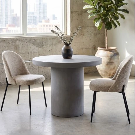 Τραπέζι Concrete χρώμα cement grey Φ80x75εκ.