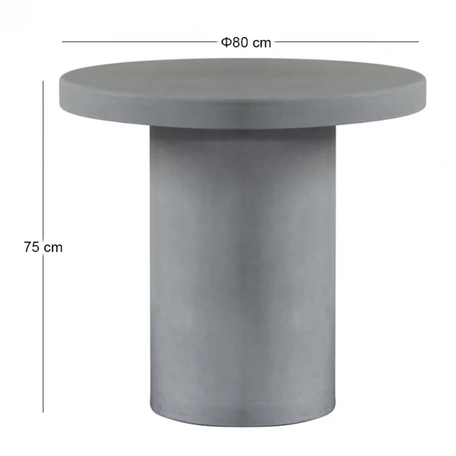 CONCRETE Cylinder Table D.80cm Cement Grey