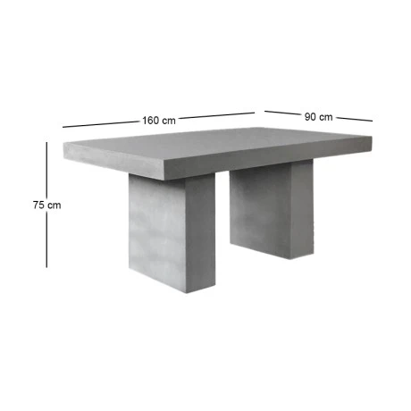 Τραπέζι Concrete χρώμα cement grey 160x90x75εκ.
