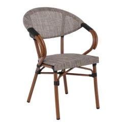 COSTA Armchair Alu Walnut/Textilene Beige COSTA Armchair Alu Walnut/Textilene Beige