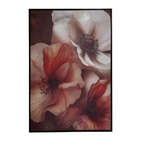 CREAM FLOWERS ΠΙΝΑΚΑΣ 83Χ123ΕΚ ME WENGE ΚΟΡΝΙΖΑ ΣΕ ΤΥΠΩΜΕΝΟ ΚΑΜΒΑ