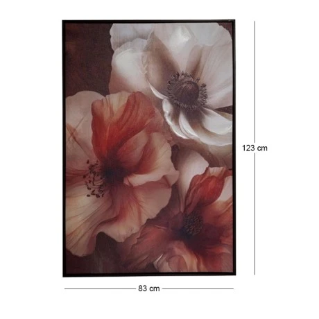 CREAM FLOWERS ΠΙΝΑΚΑΣ 83Χ123ΕΚ ME WENGE ΚΟΡΝΙΖΑ ΣΕ ΤΥΠΩΜΕΝΟ ΚΑΜΒΑ