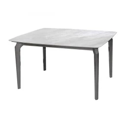 DALIN Table 130x80cm Dark Grey Wood/Sintered Stone White Marble DALIN Table 130x80cm Dark Grey Wood/Sintered Stone White Marble