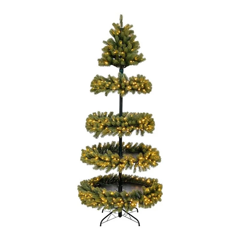 CHRISTMAS TREE   PRE LIT 4 LAYER    210CM  WITH 510 WARM WHITE STEADY LED LIGHTS