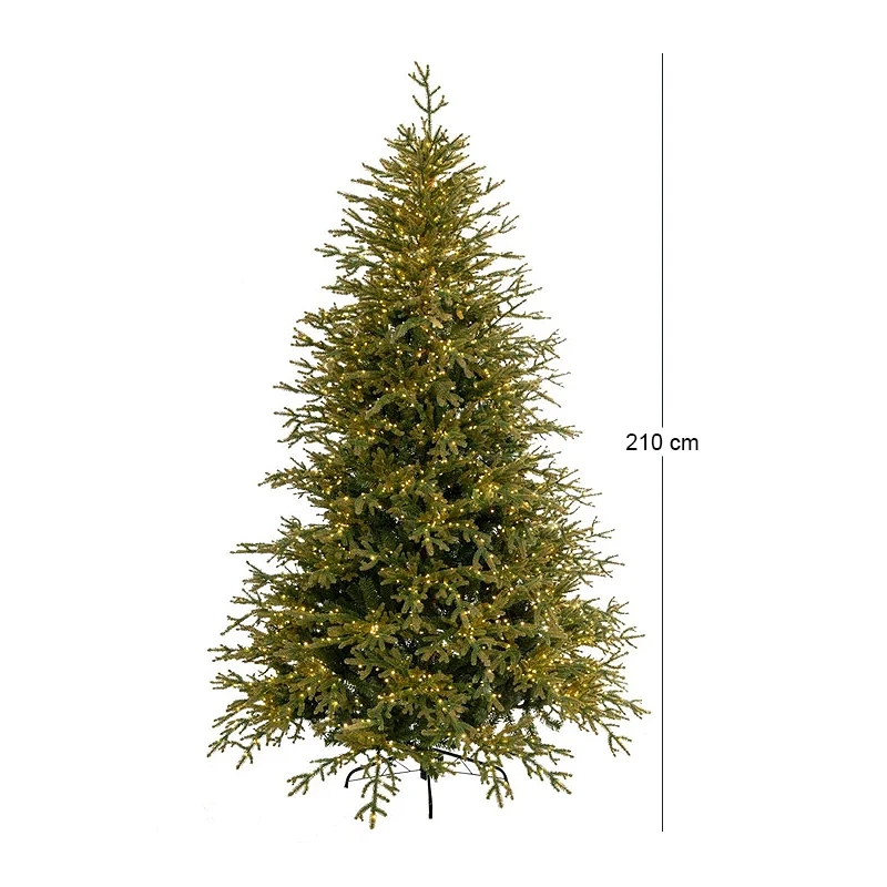 CHRISTMAS TREE PRE-LIT HIGHLANDS 210CM WITH 2400 LED COPPER WARM WHITE LIGHTS 8 FUNCTIONS PE+PVC