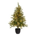 CHRISTMAS TREE PRE-LIT WITH POT 120CM WITH 100 LED WARM WHITE STEADY LIGHTS