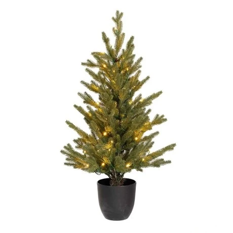 CHRISTMAS TREE PRE-LIT WITH POT 90CM WITH 50 LED WARM WHITE STEADY LIGHTS