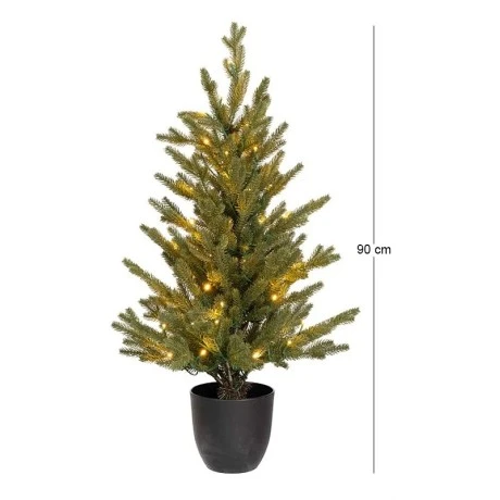 CHRISTMAS TREE PRE-LIT WITH POT 90CM WITH 50 LED WARM WHITE STEADY LIGHTS
