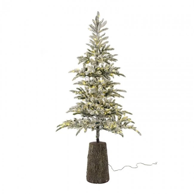 XMAS TREE FLOCKED PRE-LIT PRINCESS PINE 240CM WITH 300 LEDS IN FIBER GLASS RESIN POT