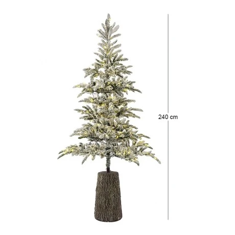 XMAS TREE FLOCKED PRE-LIT PRINCESS PINE 240CM WITH 300 LEDS IN FIBER GLASS RESIN POT