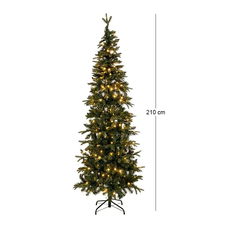 CHRISTMAS TREE PRE-LIT SLIM ALPINE 210CM WITH 300 LED WARM WHITE