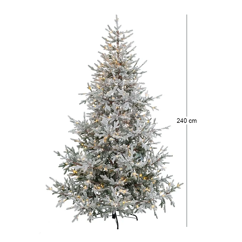 CHRISTMAS TREE PRE-LIT SNOWY CRYSTAL 240CM WITH 600 LED WARM WHITE LIGHTS 8 FUNCTIONS