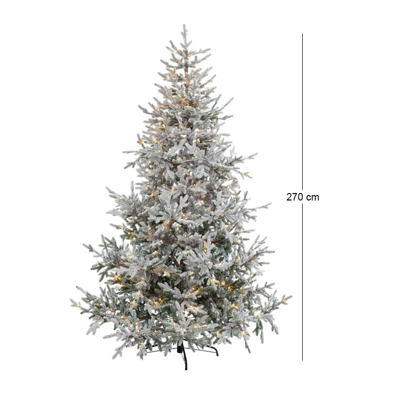 CHRISTMAS TREE PRE-LIT SNOWY CRYSTAL 270CM WITH 770 LED WARM WHITE LIGHTS 8 FUNCTIONS