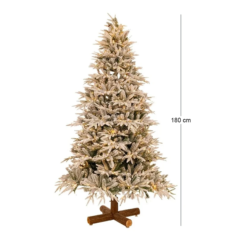 CHRISTMAS TREE   PRE LIT SNOWY JERSEY PINE   180CM WITH 600 WARM WHITE LED AND MULTICLOLOR