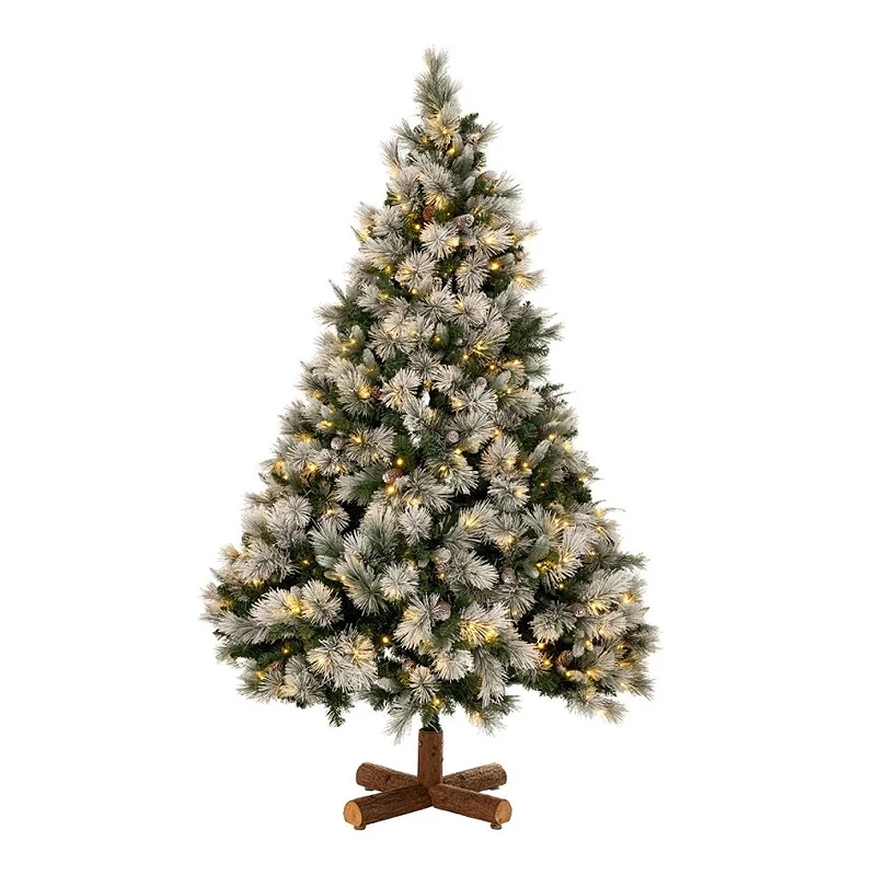 CHRISTMAS TREE PRE-LIT SNOWY MONTCLAIR SPRUCE 180CM WITH 200 WARM WHITE LED AND MULTICLOLOR