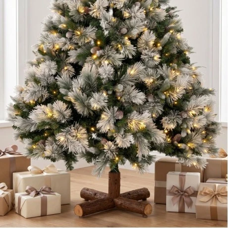 CHRISTMAS TREE PRE-LIT SNOWY MONTCLAIR SPRUCE 180CM WITH 200 WARM WHITE LED AND MULTICLOLOR