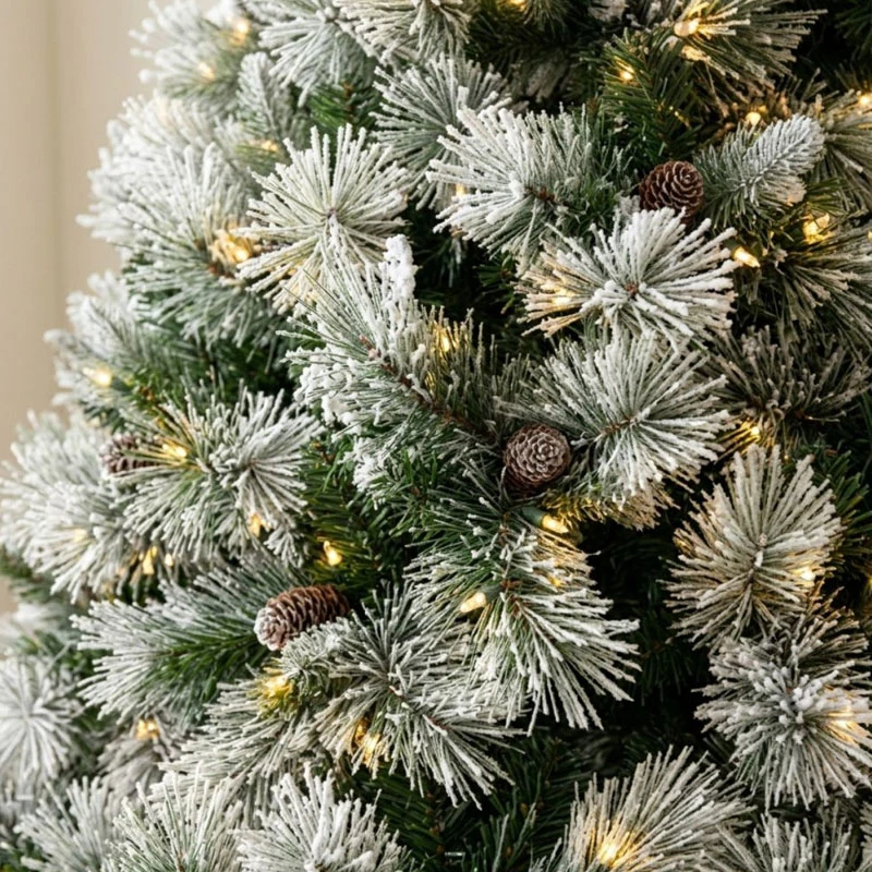 CHRISTMAS TREE PRE-LIT SNOWY MONTCLAIR SPRUCE 180CM WITH 200 WARM WHITE LED AND MULTICLOLOR