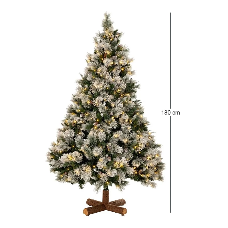 CHRISTMAS TREE PRE-LIT SNOWY MONTCLAIR SPRUCE 180CM WITH 200 WARM WHITE LED AND MULTICLOLOR