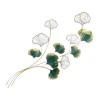 Flower Megapap metal wall art in gold - green color 120x1,5x100cm.