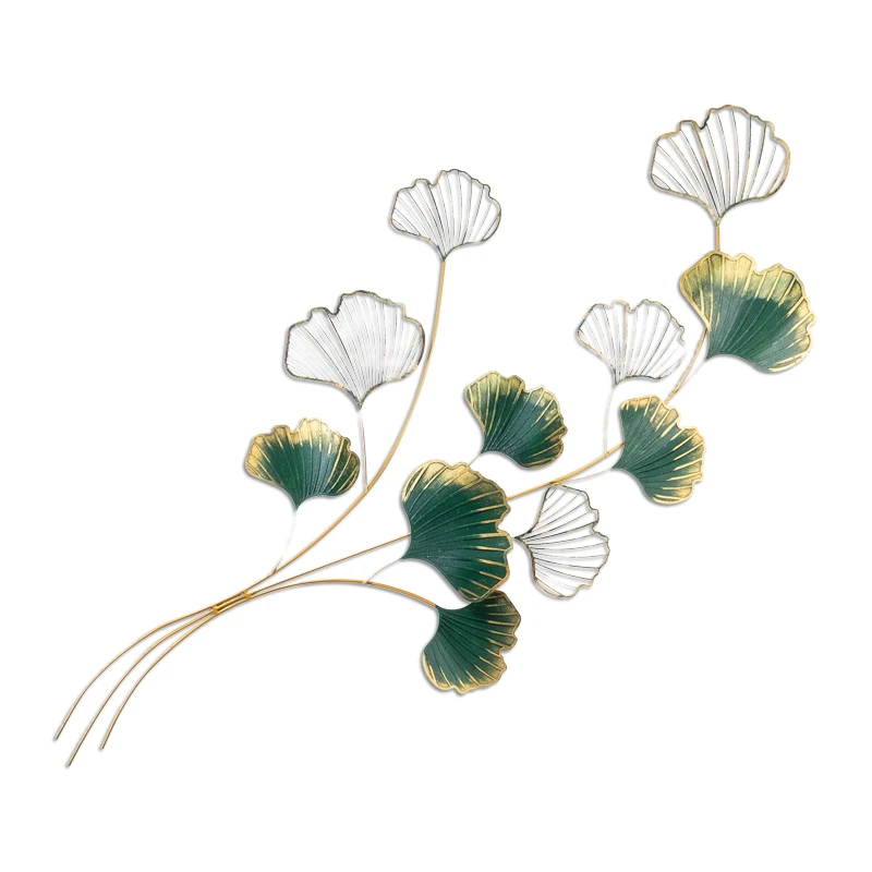 Flower Megapap metal wall art in gold - green color 120x1,5x100cm.