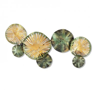 Flower Megapap metal wall art in gold - green color 74x1.5x38cm.