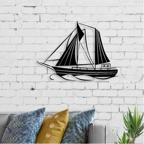 Sail Megapap metal wall art in black color 55x2x40cm.