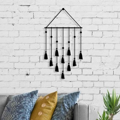 Tassel Megapap metal wall art in black color 32,6x2x60cm.